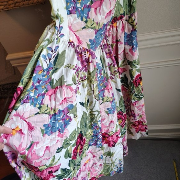 Vtg Moda Int’l Floral Midi Dress Women 10 Corset Ruched Off The Shoulder Prom - Picture 4 of 16